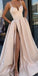 Spaghetti Strap Sweetheart Side Slits A Line Long Prom Dresses, WP009