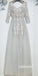 Elegant Long Sleeves Tulle Applique Light Grey Cheap Long Prom Dresses, BGP023