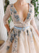 Long Sleeves V-neck Side Split A-line Long Prom Dresses FP1123