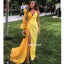 Yellow One Shoulder Side Split Long Prom Dresses FP1116