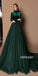 Teal Green Long Sleeves High Neck Long Prom Dresses FP1118