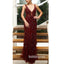 Burgundy V Neck Formal V Back Elegant Evening Long Prom Dress, BGP094