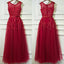 Red Formal Sleeves Tulle Applique Cheap Long Prom Dresses, BGP002