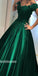 Off the Shoulder Green Elegant Formal Cheap Long Prom Dress, BGP075