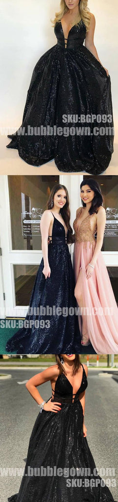 Popular Black Formal Inexpensive Sexy Sparkle Long Prom Dresses, BGP093