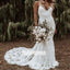 Charming V-neck Spaghetti Strap Mermaid Lace  Long Wedding Dresses, BGH017