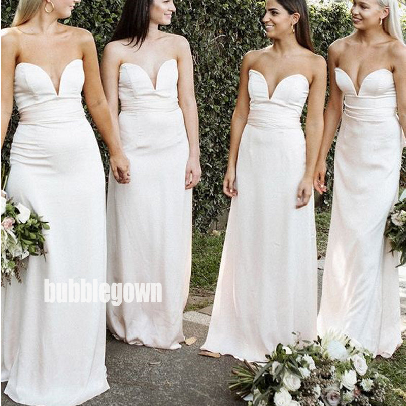 Simple Sweetheart Mermaid Long Bridesmaid Dresses  BMD037