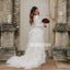 Simple White V-back Long Sleeve Tulle Long Wedding Dresses, BGH027