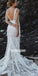 Sexy V-neck Spaghetti Strap Mermaid Lace Long Wedding Dresses, BGH030