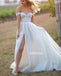 Pretty Off-the-Shoulder Split Side Dream Wedding Dresses, BGH037