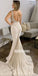 Unique Deep V-neck  Spaghetti Strap Mermaid Dream Wedding Dresses, BGH050