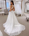 Charming White V-neck Chinffon Long Wedding Dresses, BGH090