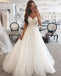 A Line Spaghetti Strap Sweetheart Charming Applique Long Wedding Dresses, BGP261 - Bubble Gown