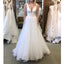 Simple Cheap V Neck Tulle Beach Bridal Long Wedding Dresses, BGP272