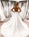 A Line Spaghetti Strap V-neck Charming Applique Long Wedding Dresses, BGH006